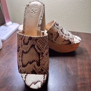 Vince Camuto Wedges- cork and snakeskin- Size 9